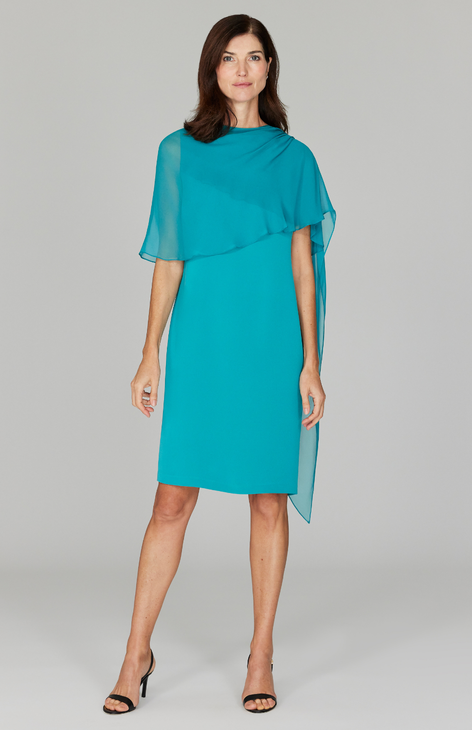 Silk Dress w/ Attached Chiffon Wrap  Emmelle Design