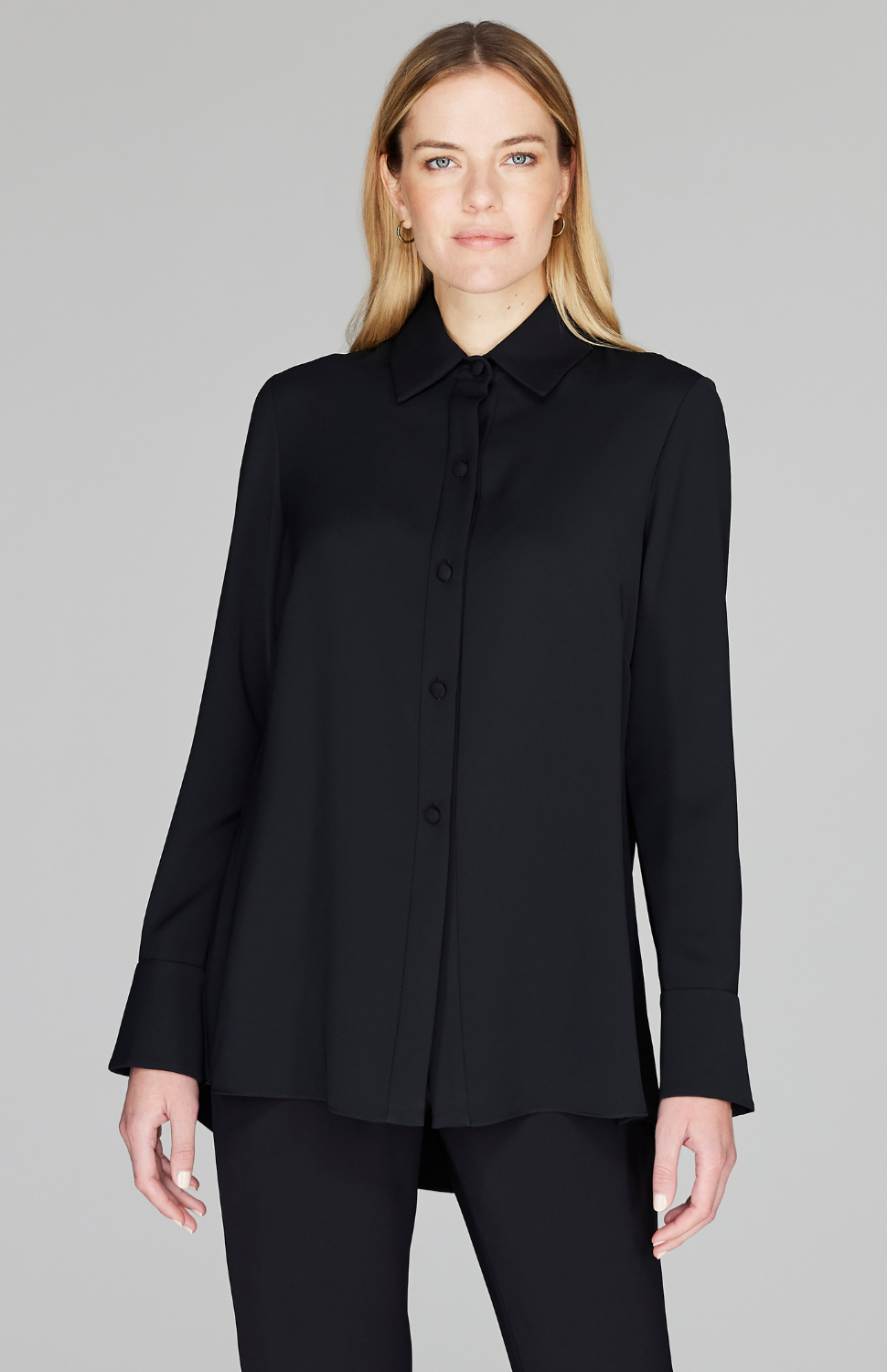 Lustrous Crepe Back Overlap Shirt