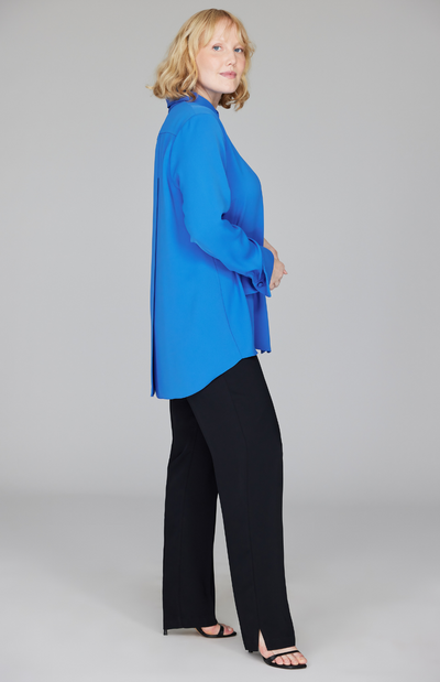 Lustrous Crepe Back Overlap Shirt