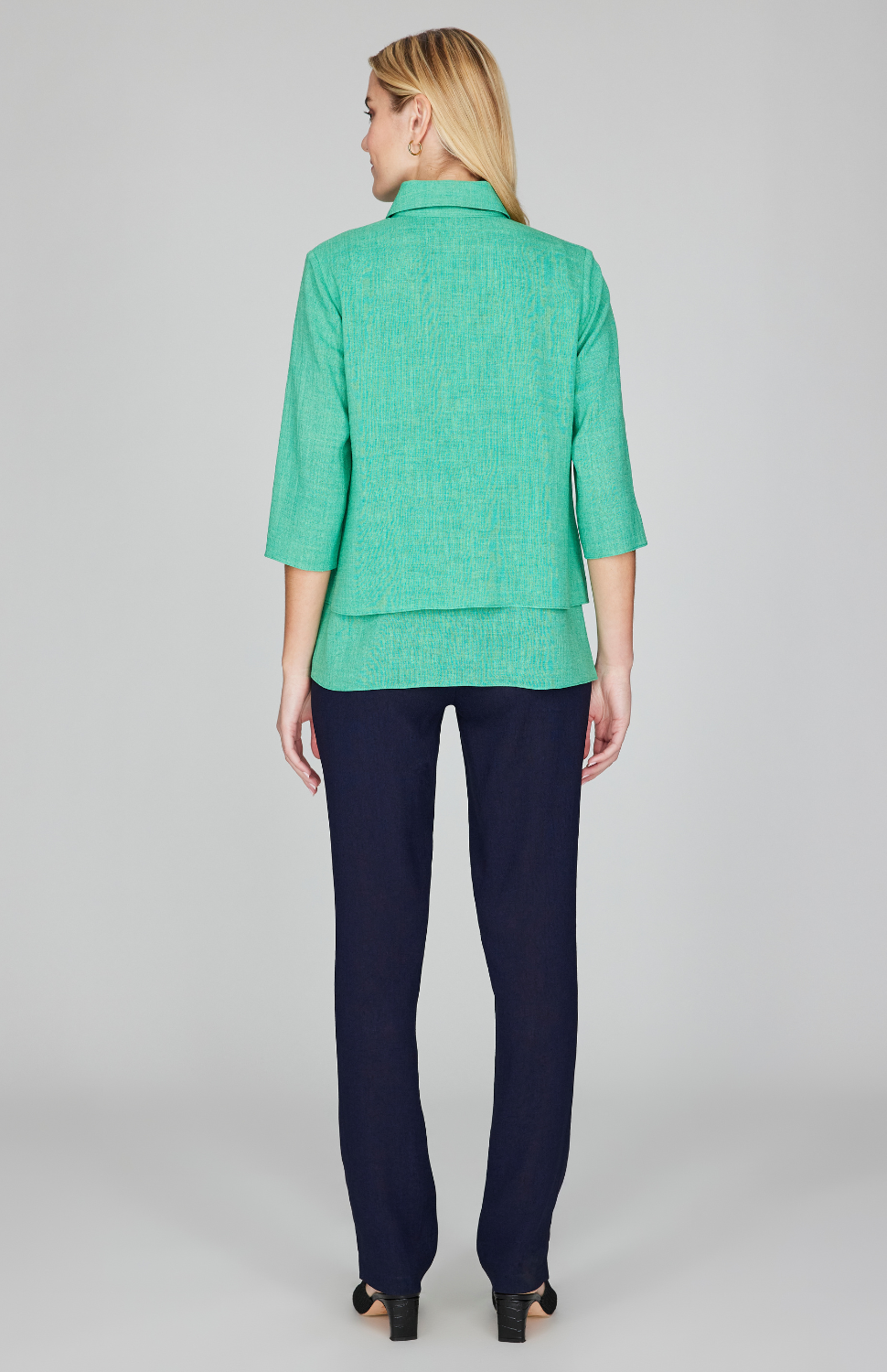 Microlinen Front Overlap Collared Shirt