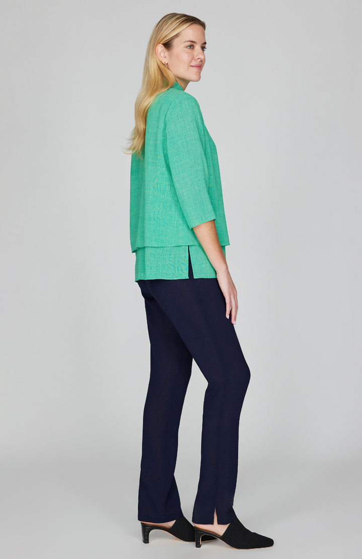 Microlinen Front Overlap Collared Shirt