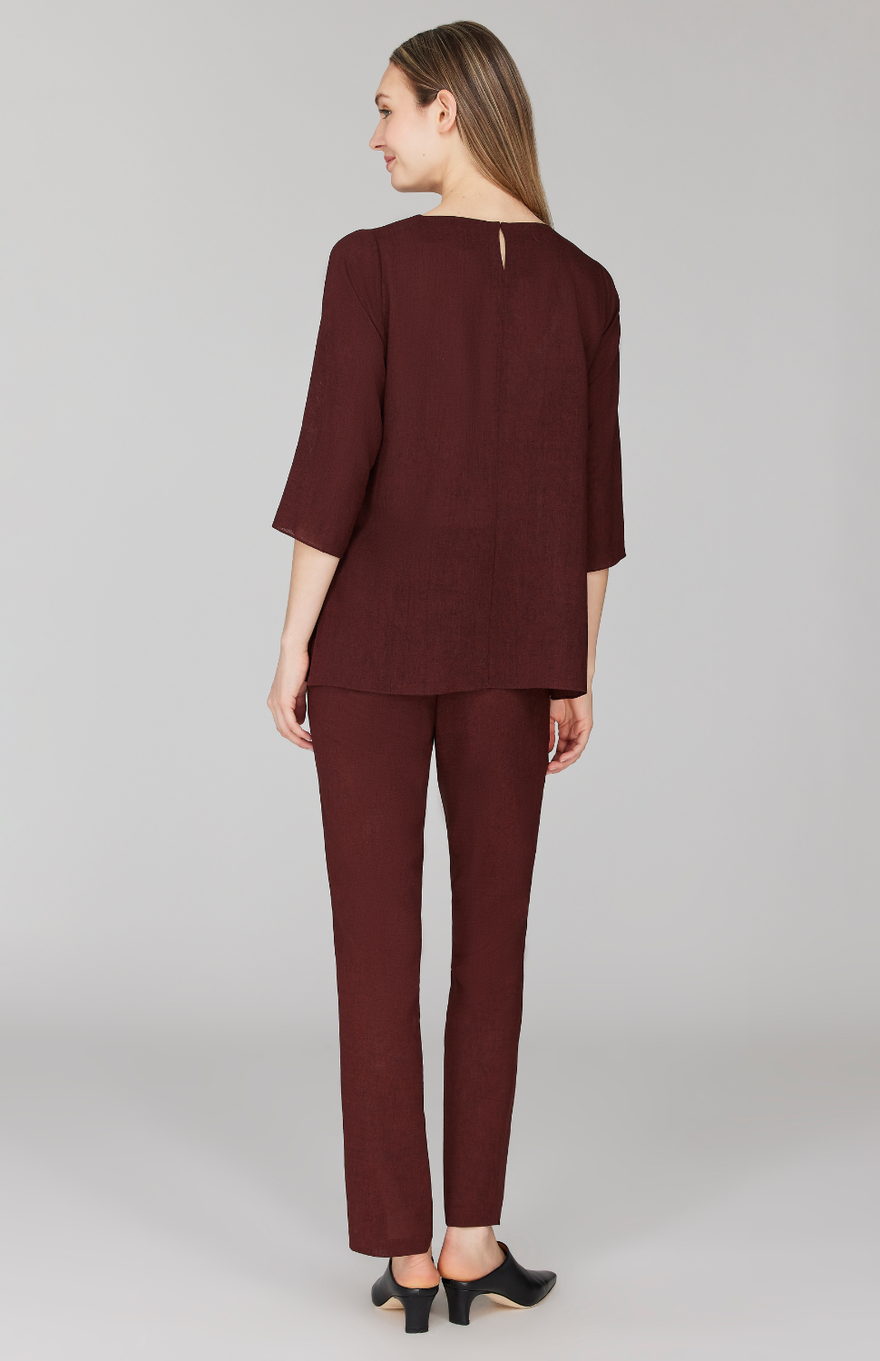 Microlinen Essential Narrow Leg Pant w/Flat Front, Back Elastic, & Slimmest Fit