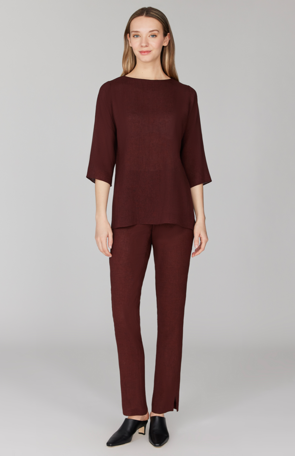 Microlinen Essential Narrow Leg Pant w/Flat Front, Back Elastic, & Slimmest Fit