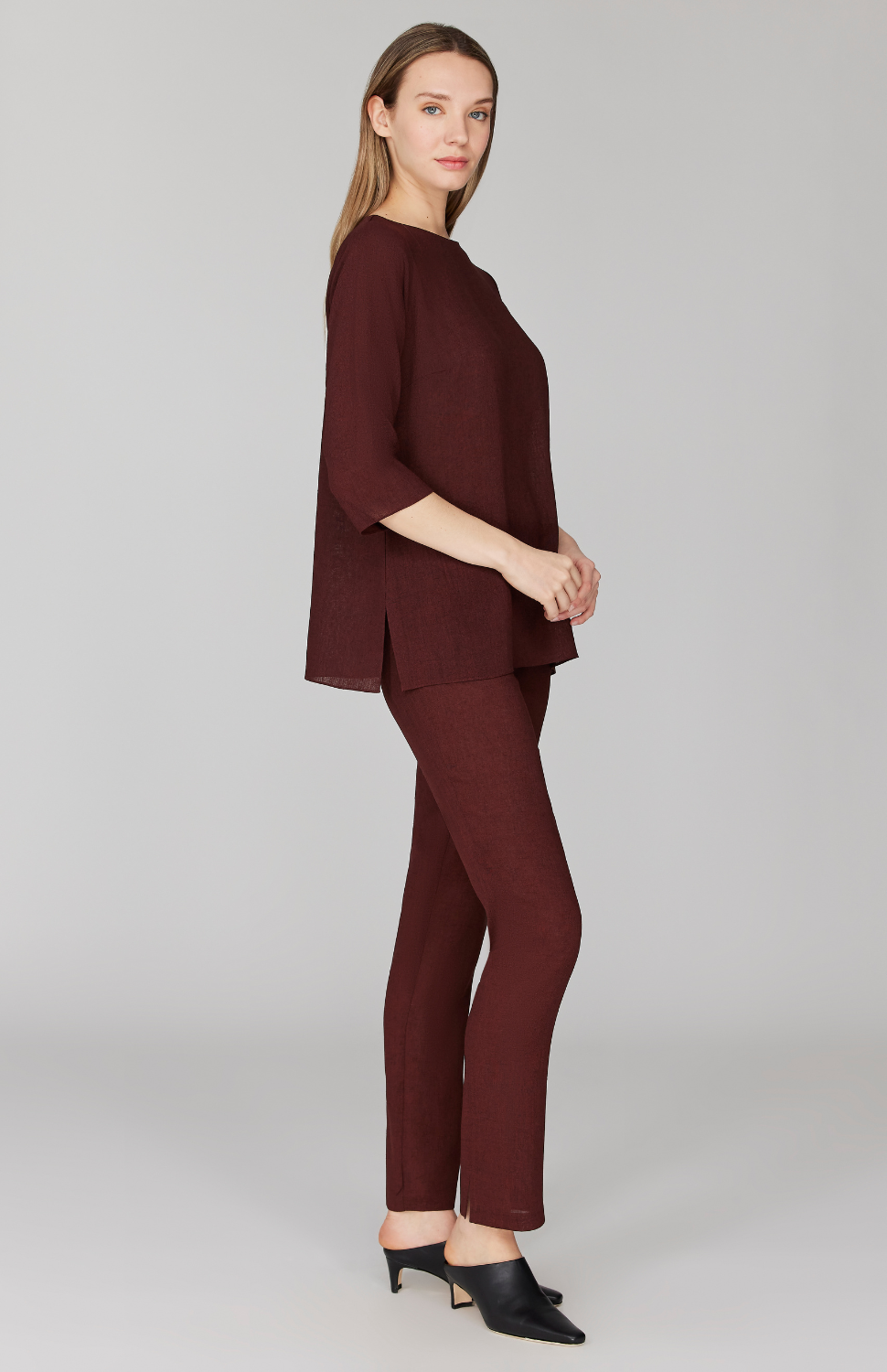 Microlinen Essential Narrow Leg Pant w/Flat Front, Back Elastic, & Slimmest Fit