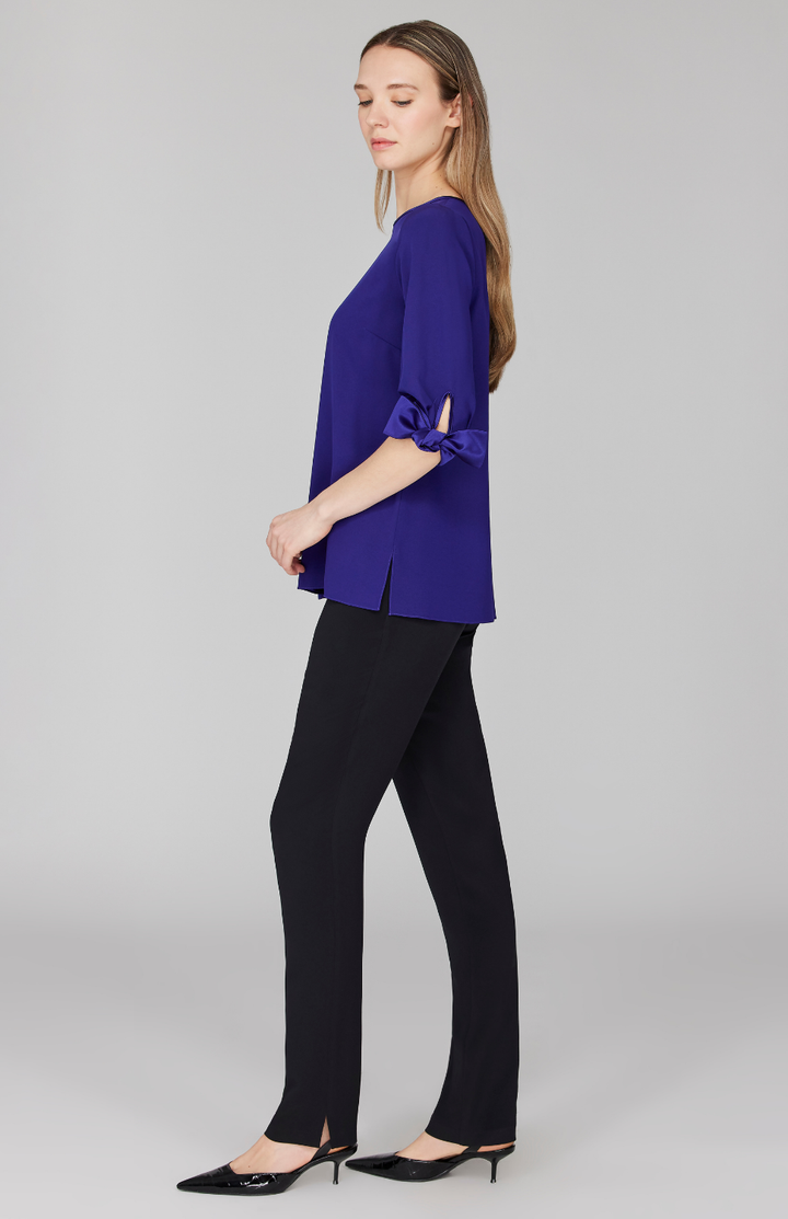 Silk Essential Narrow Leg Pant w/Flat Front, Back Elastic, & Slimmest Fit