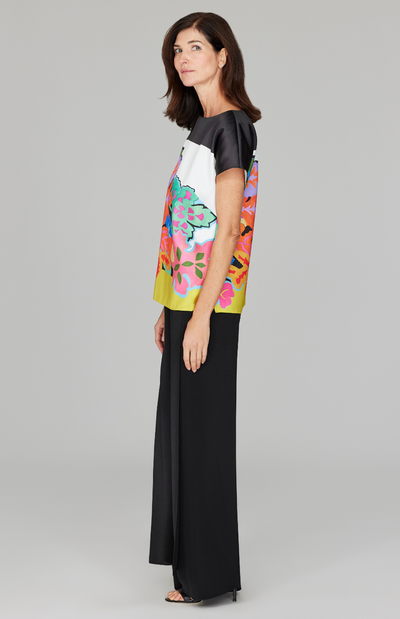 Color Block Floral Dolman Sleeve Blouse