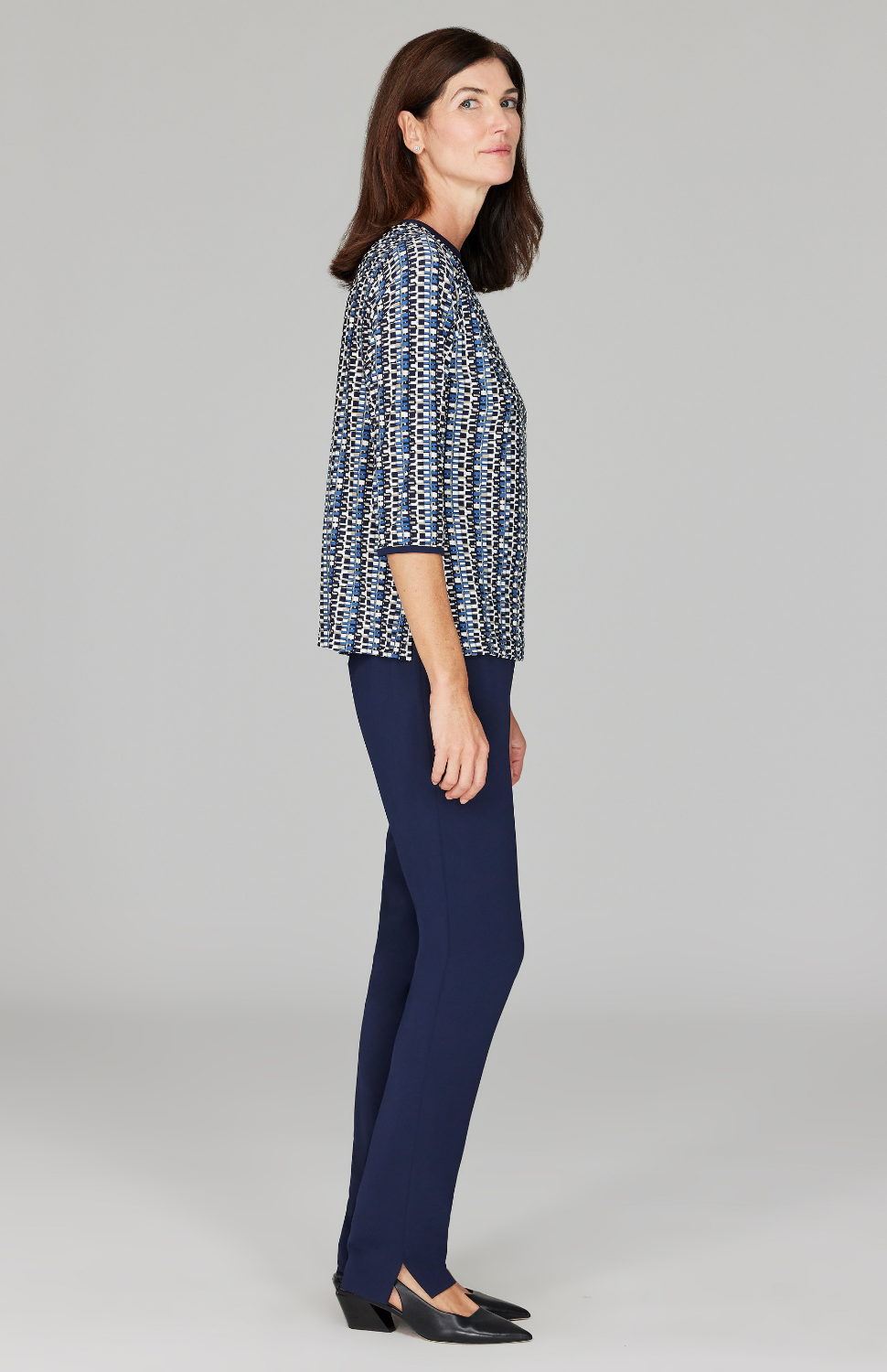 Geometric Dot Knit 3/4 Sleeve Blouse