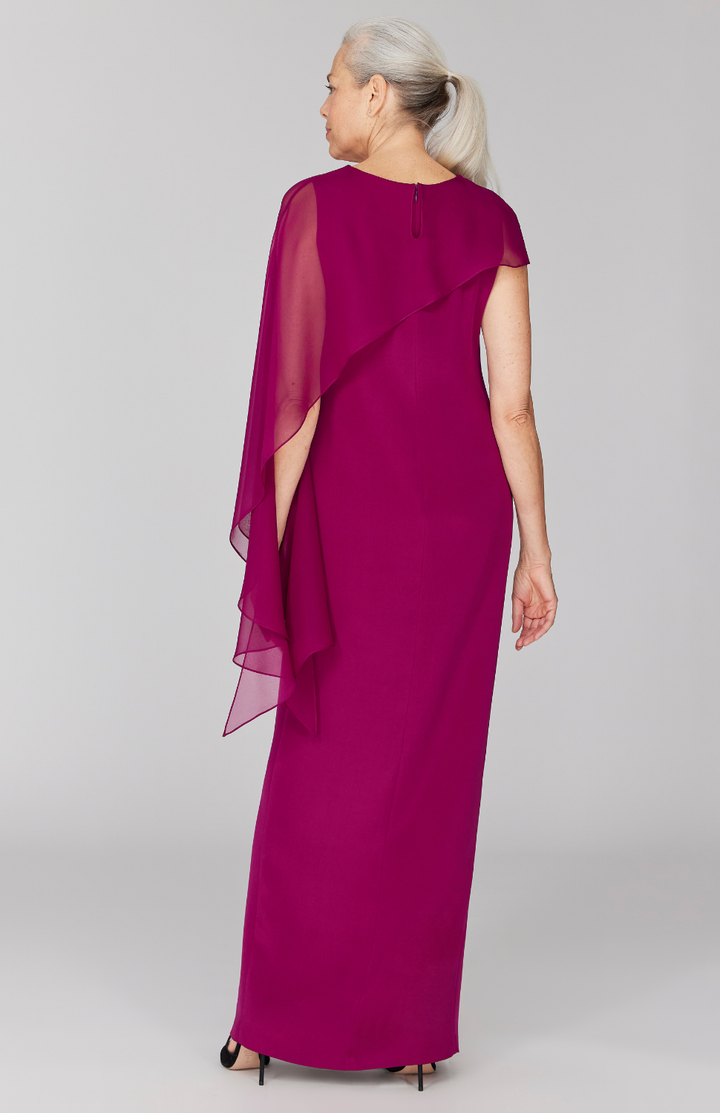 Fabienne is 5' 9" and wearing Berry in size XS.