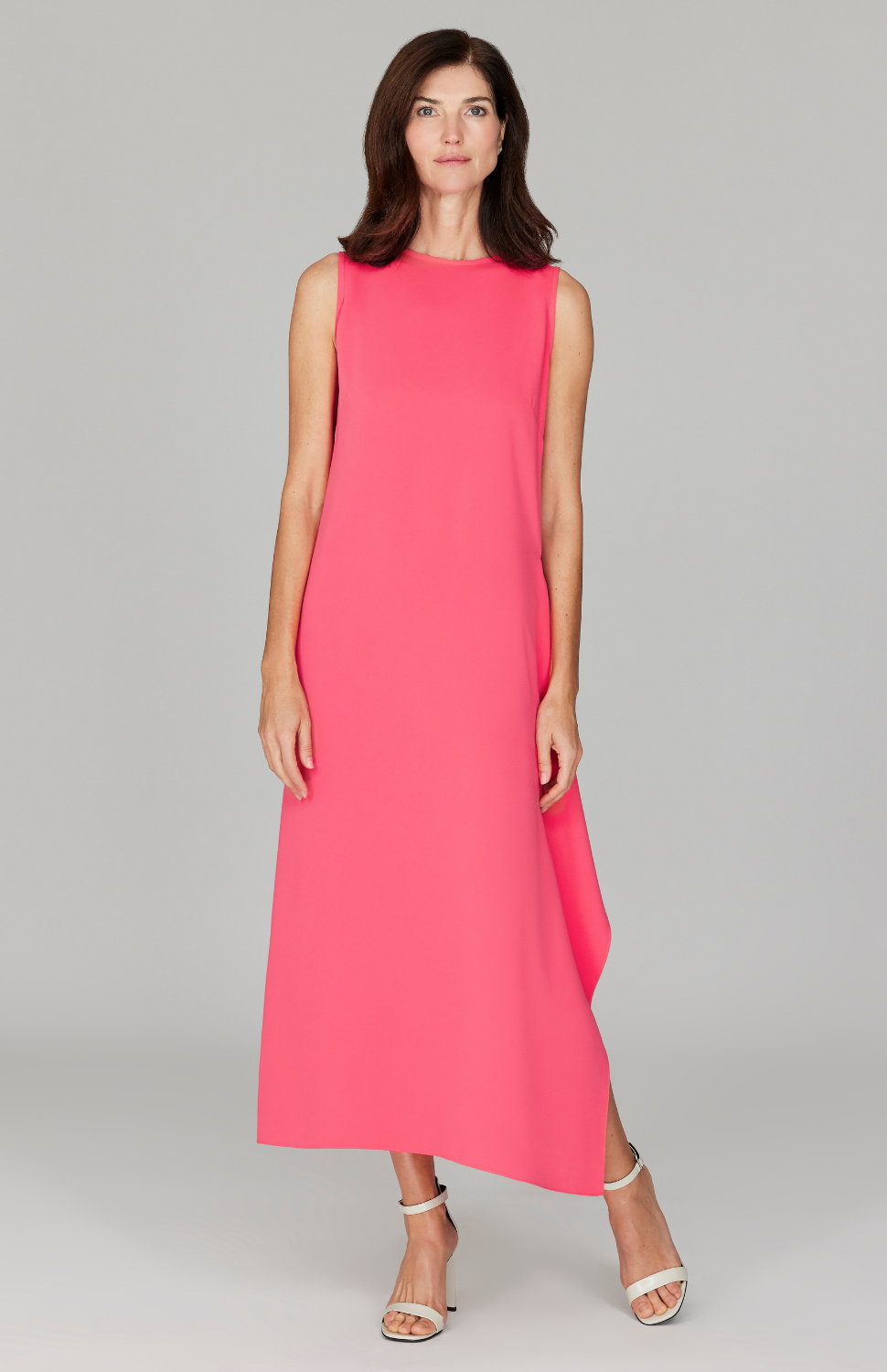 Lustrous Crepe Dress w/ Side Cascade Emmelle Design Lustrous Crepe Dress w/ Side Cascade Emmelle Design