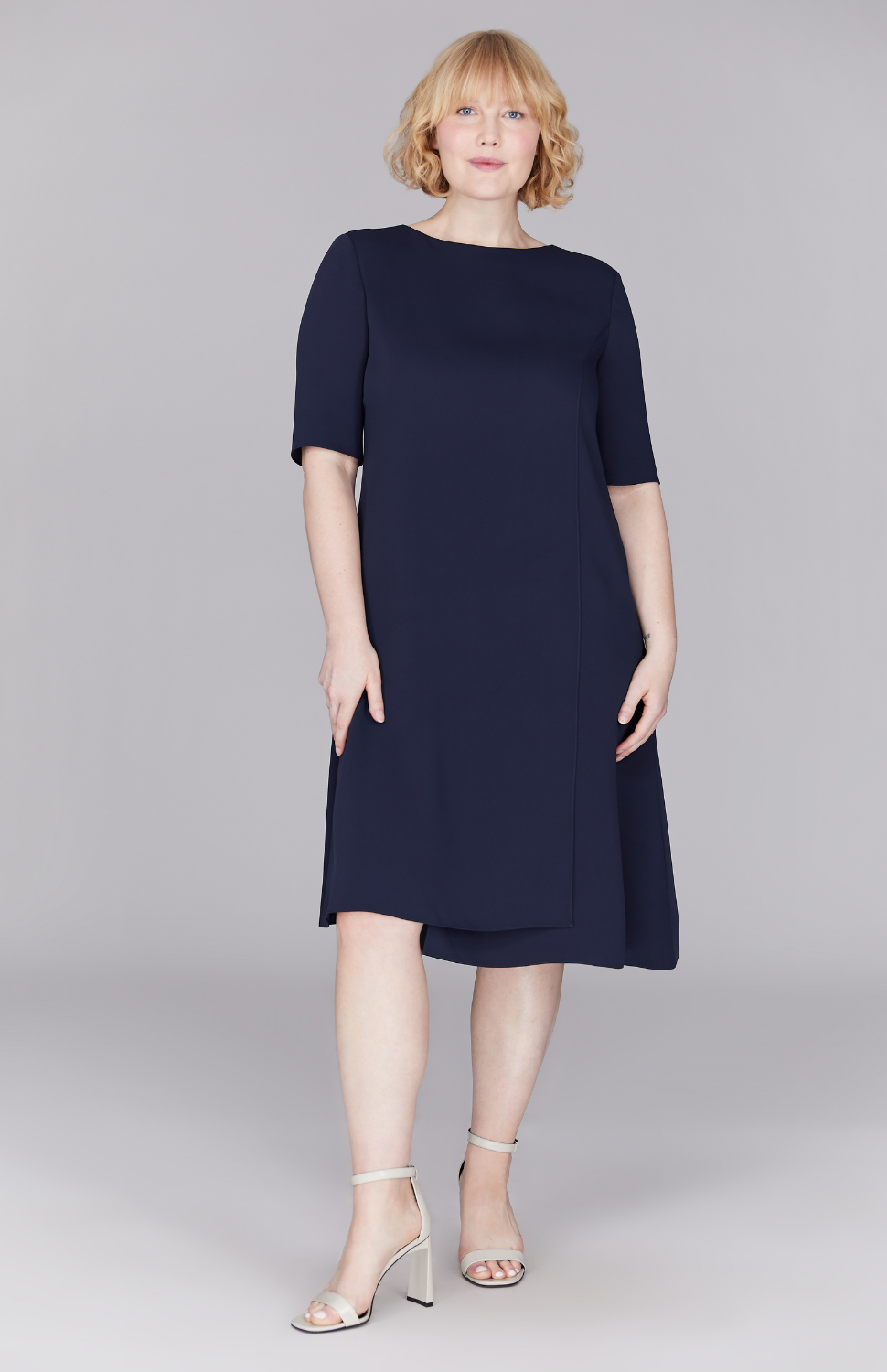 Lustrous Crepe Short Sleeve Layered Dress Extra Small / Cerulean LX Lustrous Crepe Short Sleeve Layered Dress Extra Small / Cerulean LX