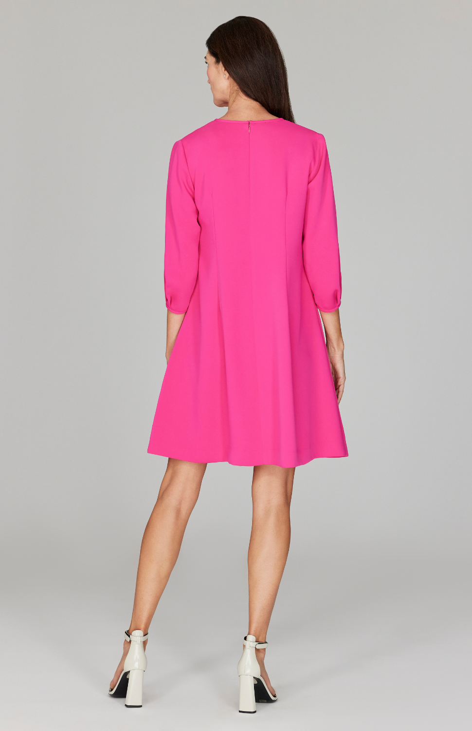 Lustrous Crepe Gather Neck Shift Dress