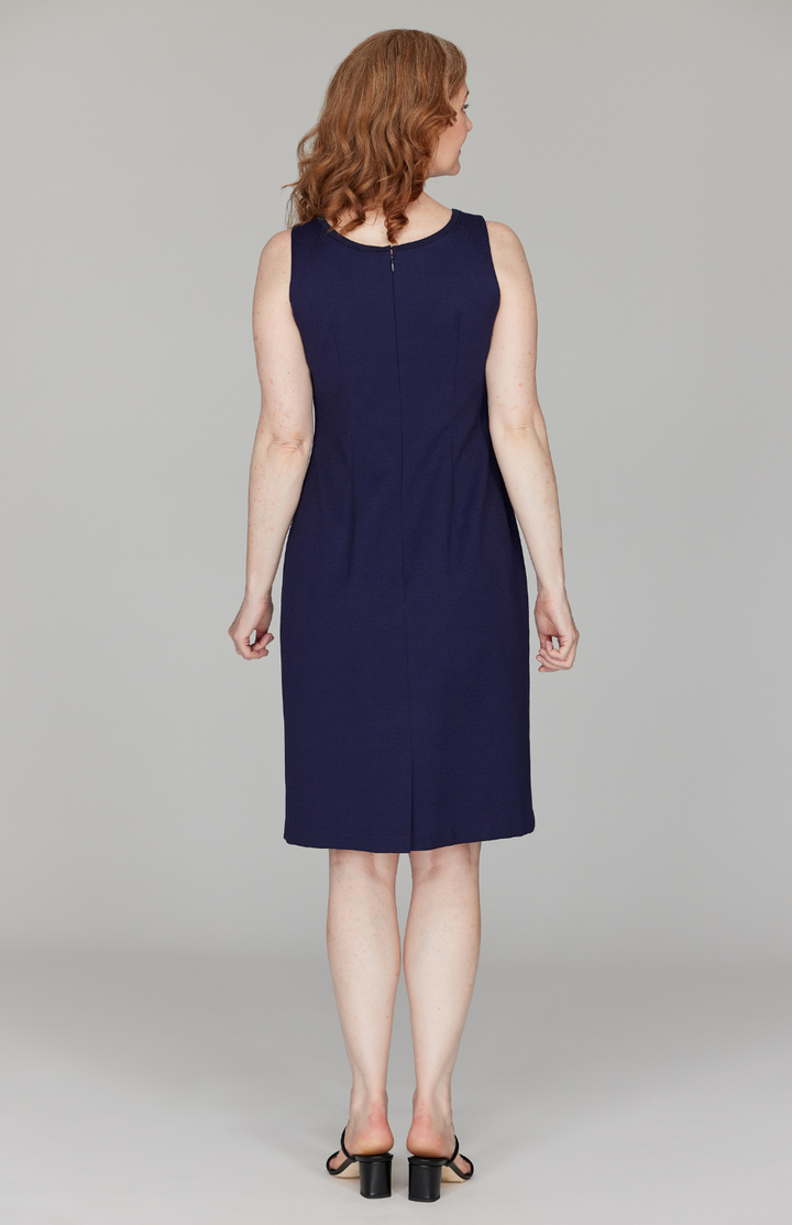 Pique V Neck Fitted Dress w/ Bias