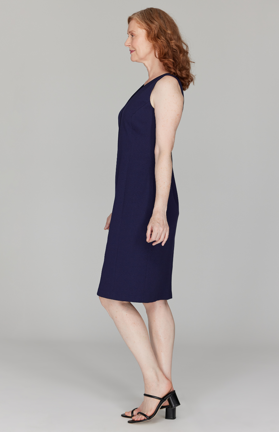 Pique V Neck Fitted Dress w/ Bias