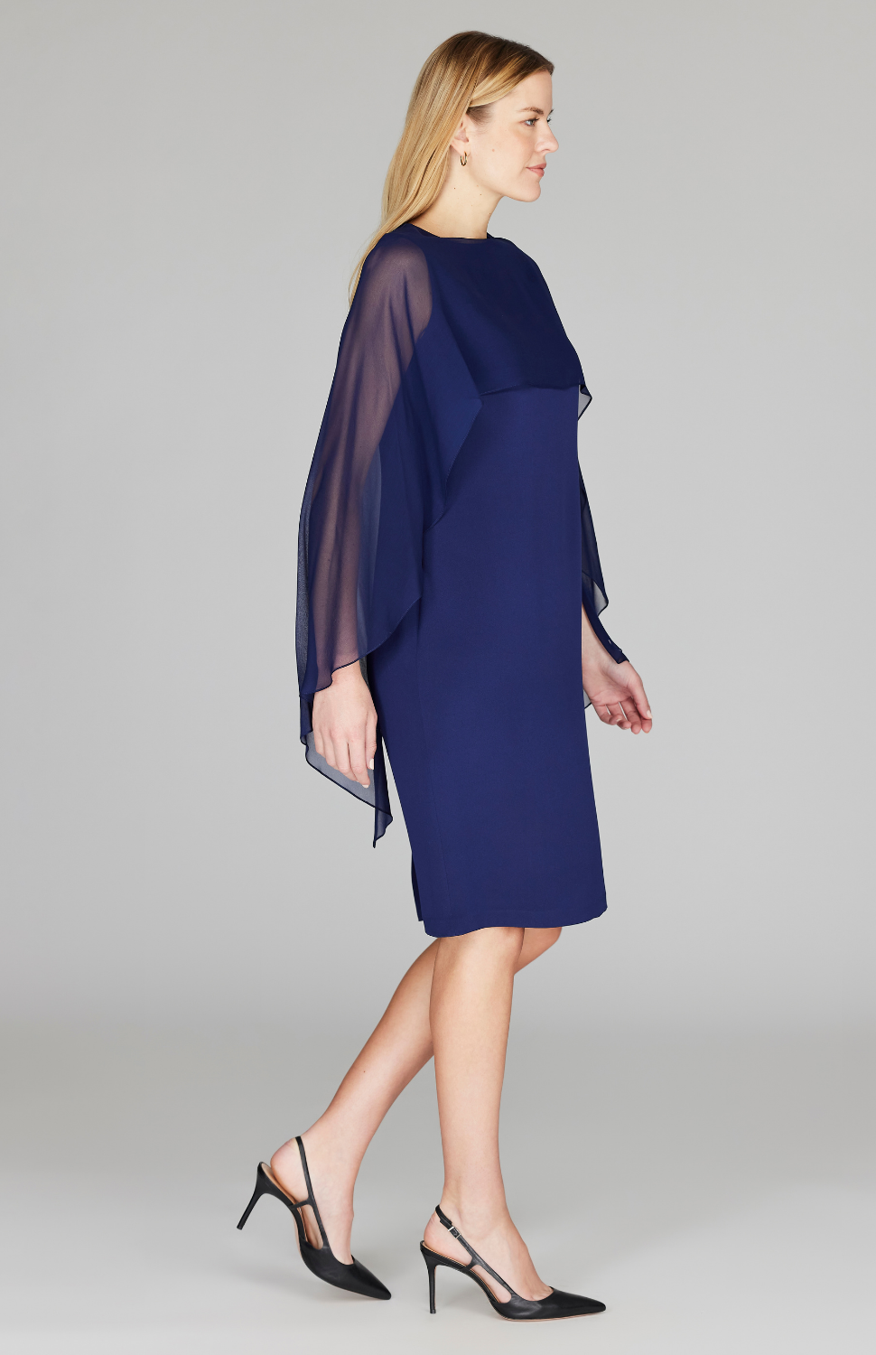 Silk Dress w/ Chiffon Capelet Medium / Iris SLK