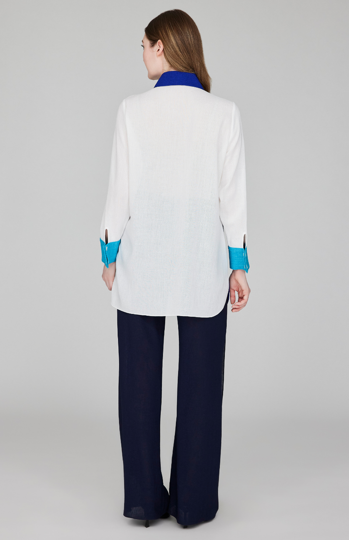 Microlinen Oversized Color Block Shirt