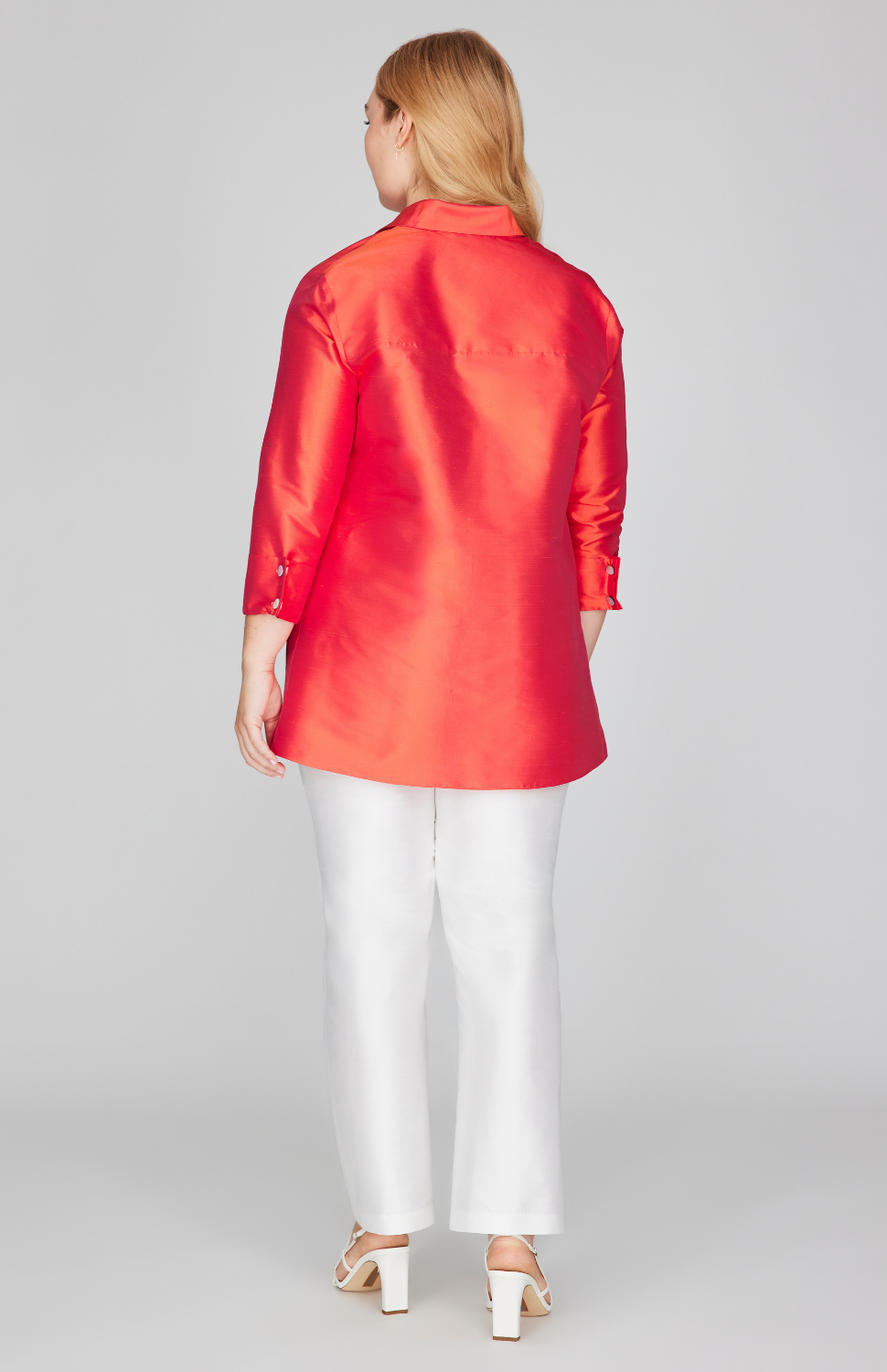 Silk Shantung Narrow Crop Pant w/ Pockets