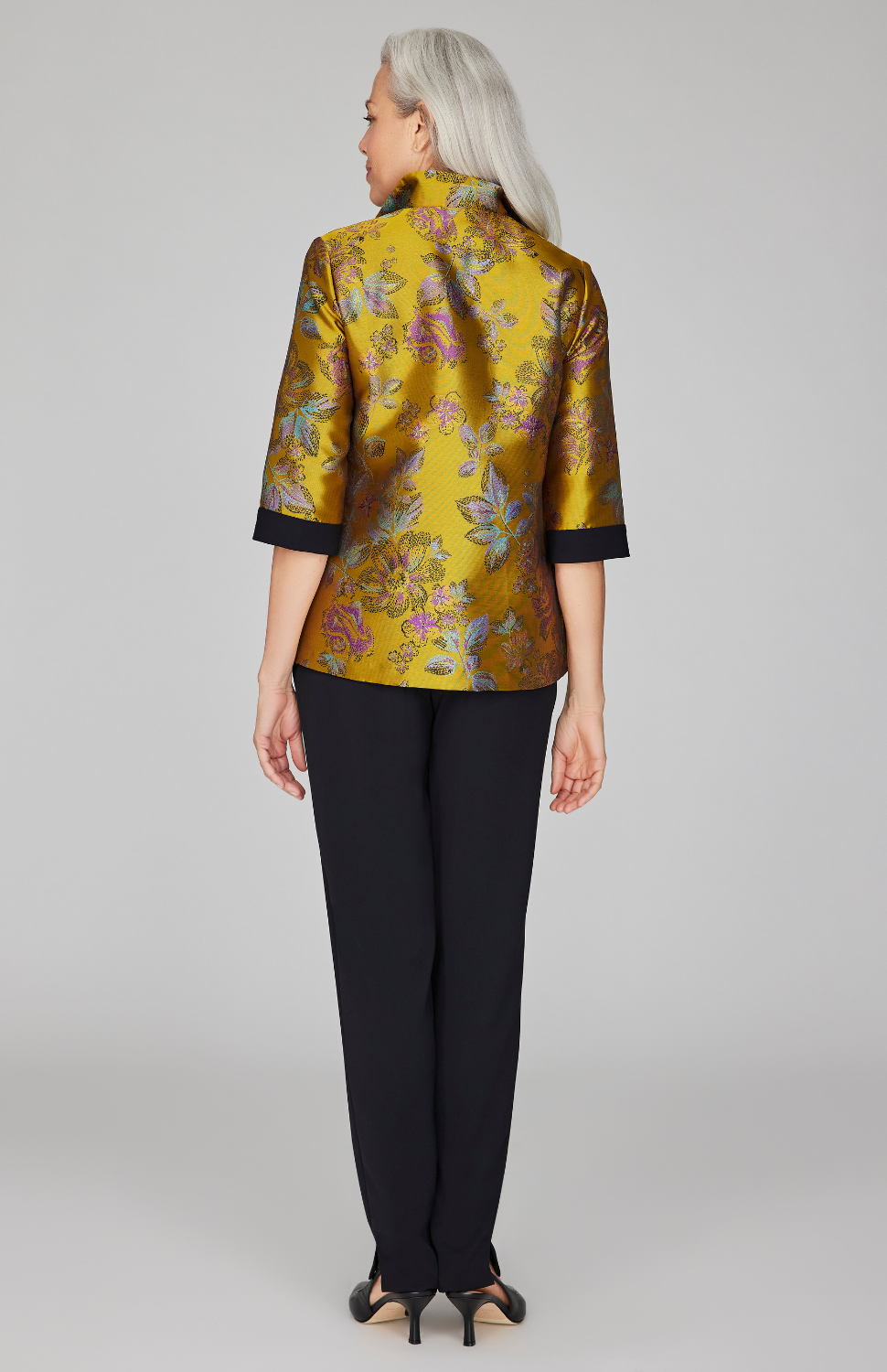 Impressionist Bloom Jacquard High Neck Shirt