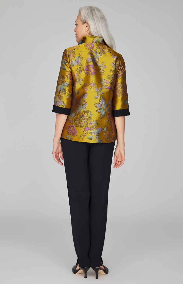 Impressionist Bloom Jacquard High Neck Shirt