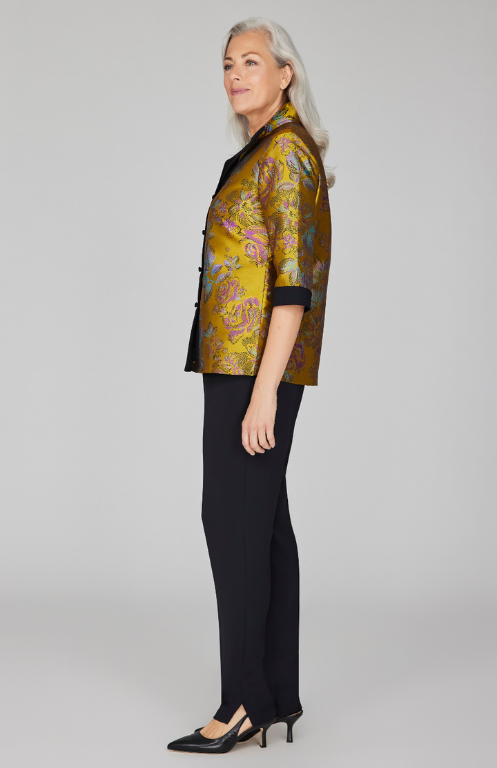 Impressionist Bloom Jacquard High Neck Shirt