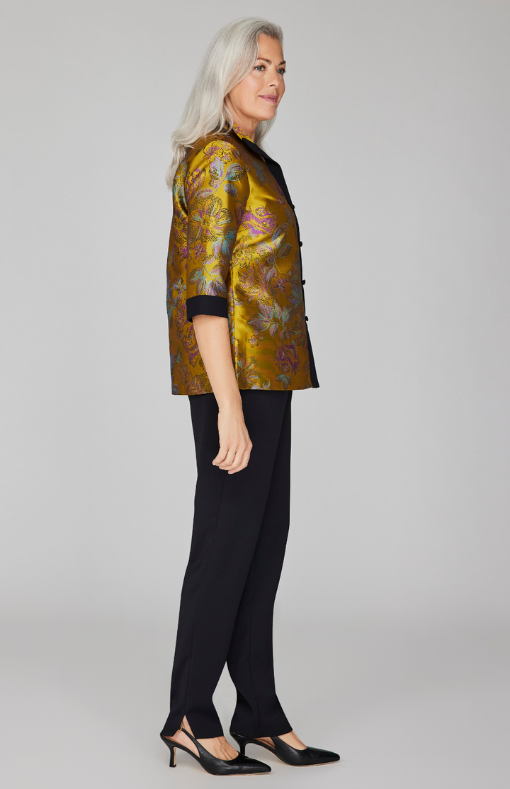 Impressionist Bloom Jacquard High Neck Shirt