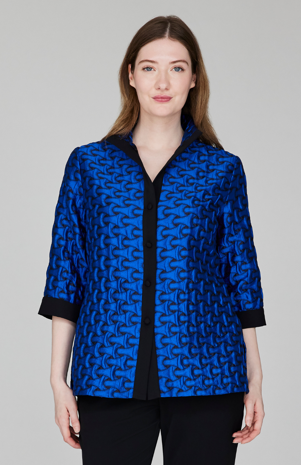 Textured Interlock Jacquard High Neck Shirt