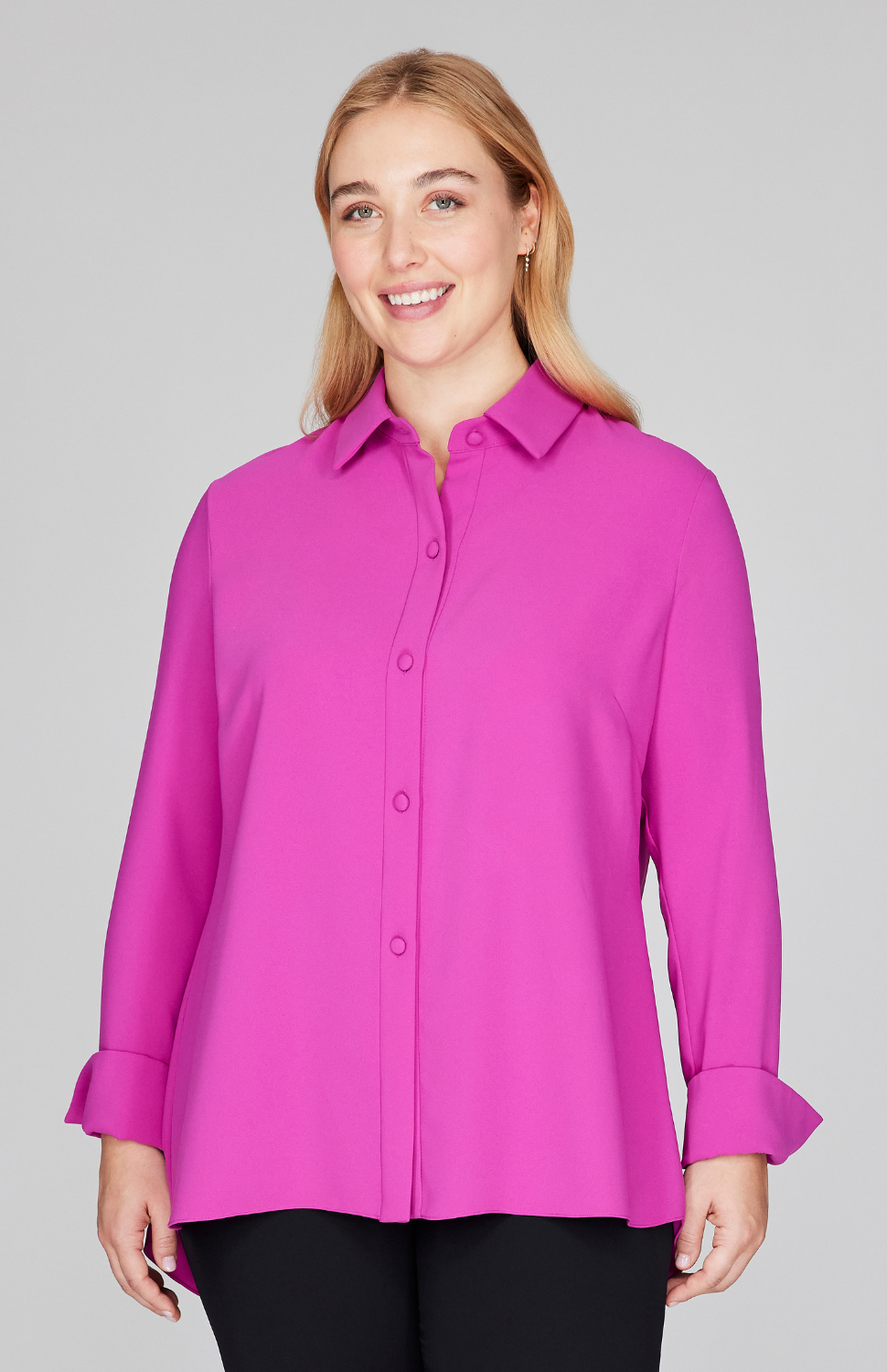 Lustrous Crepe Back Overlap Shirt