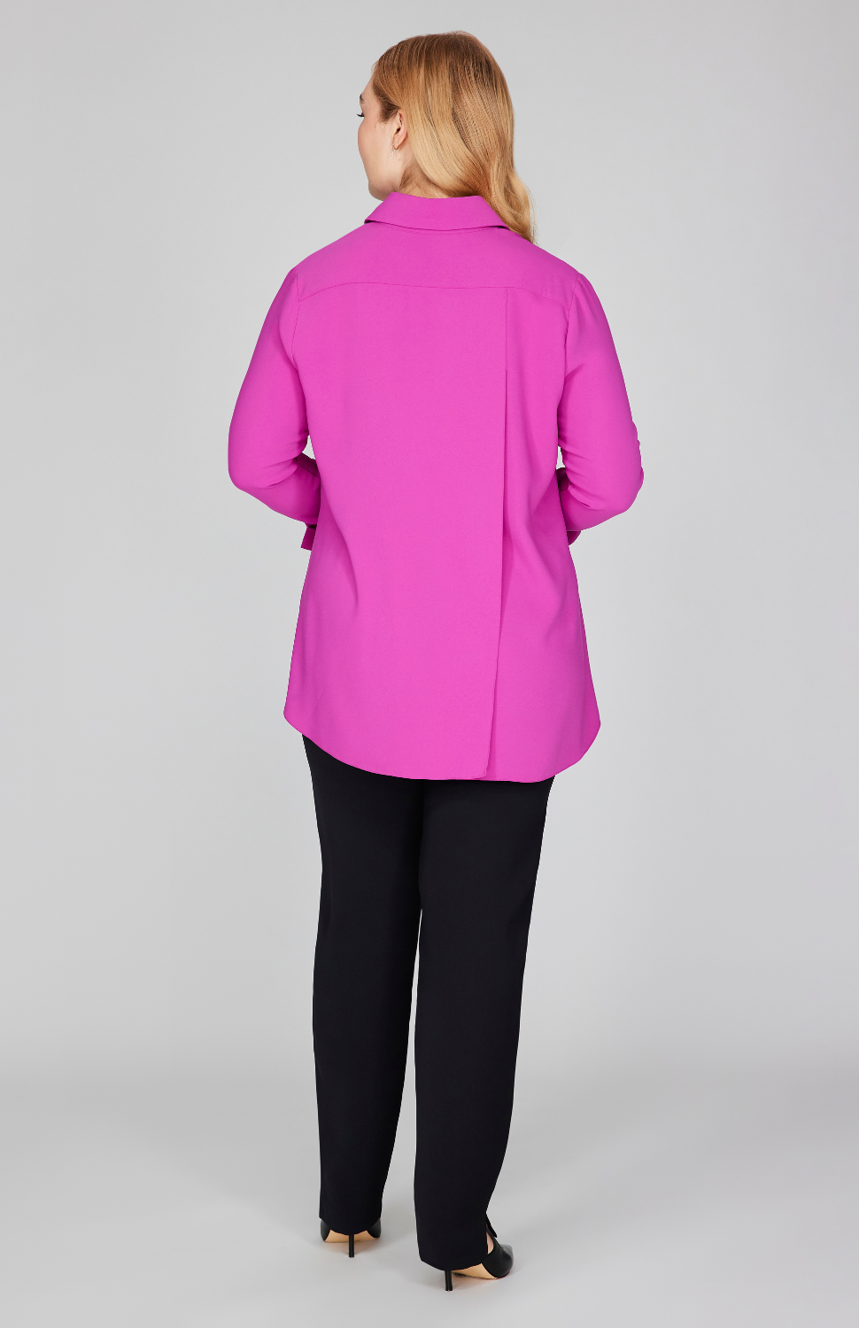 Lustrous Crepe Back Overlap Shirt