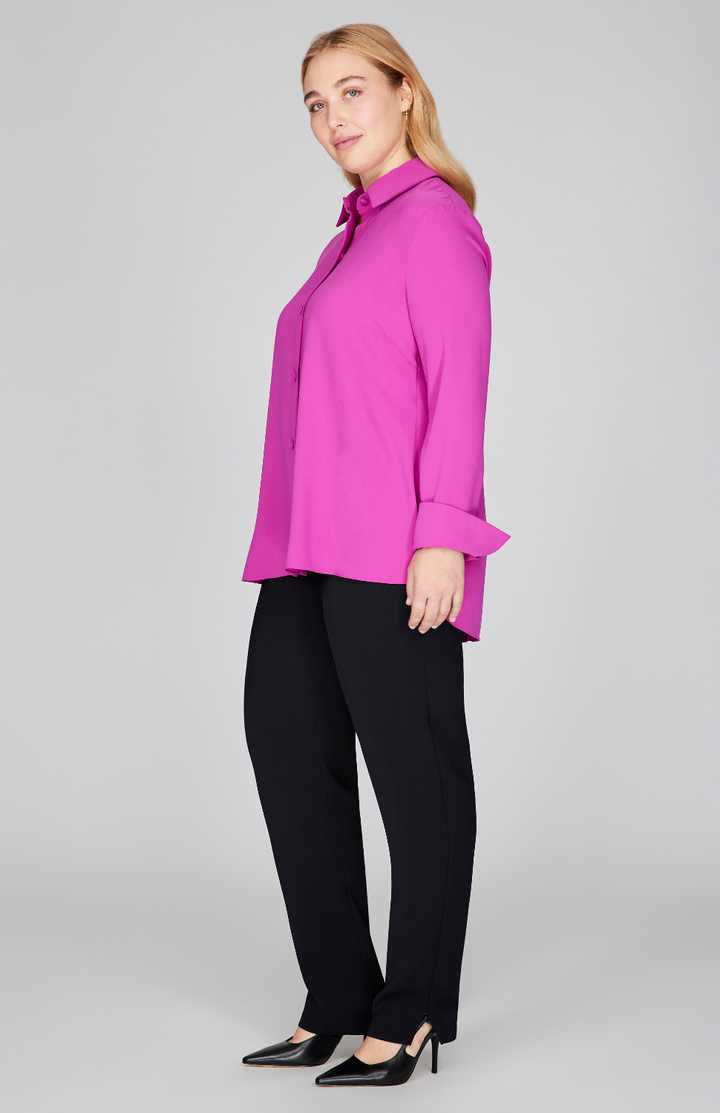 Lustrous Crepe Back Overlap Shirt