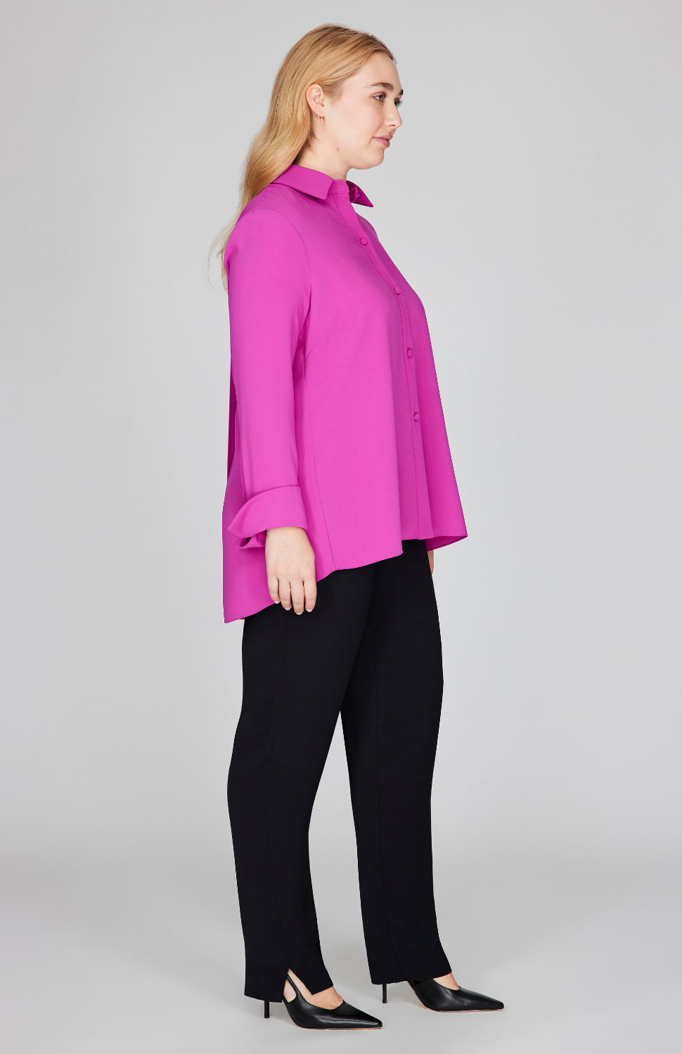 Lustrous Crepe Back Overlap Shirt