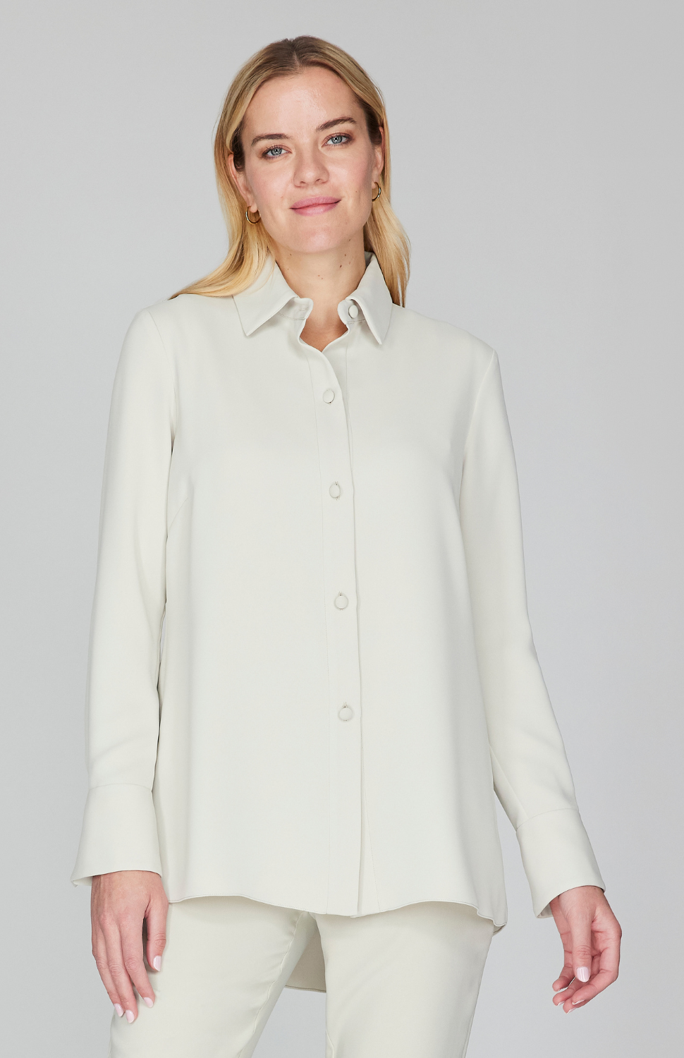 Lustrous Crepe Back Overlap Shirt