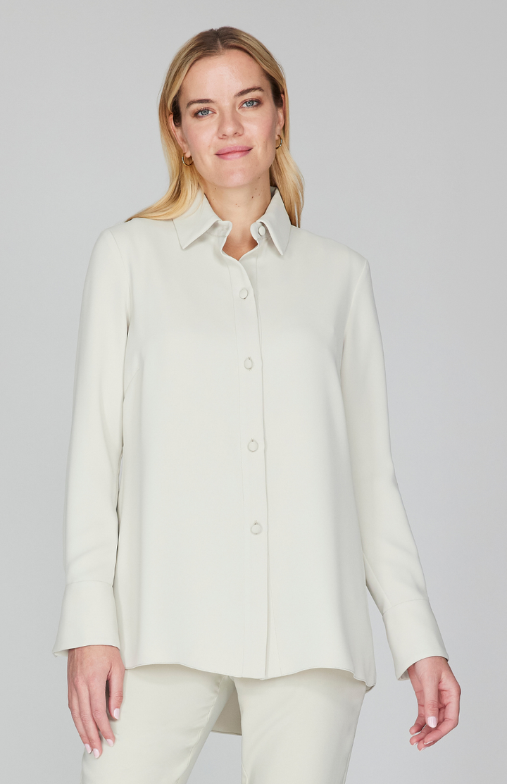 Lustrous Crepe Back Overlap Shirt