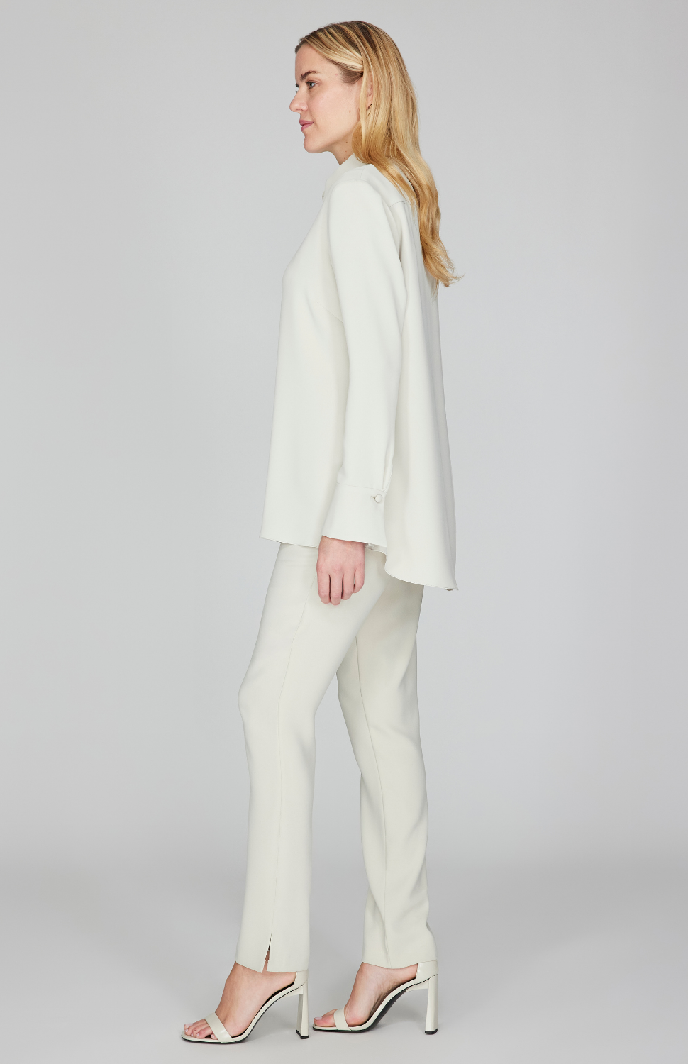 Lustrous Crepe Back Overlap Shirt