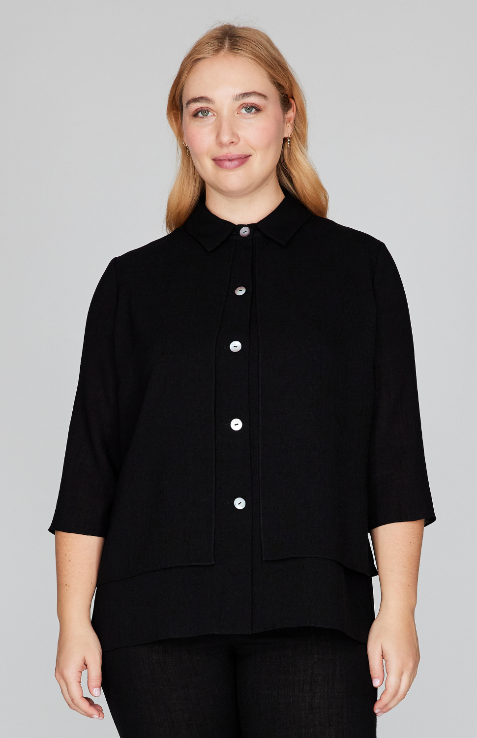 Microlinen Front Overlap Collared Shirt