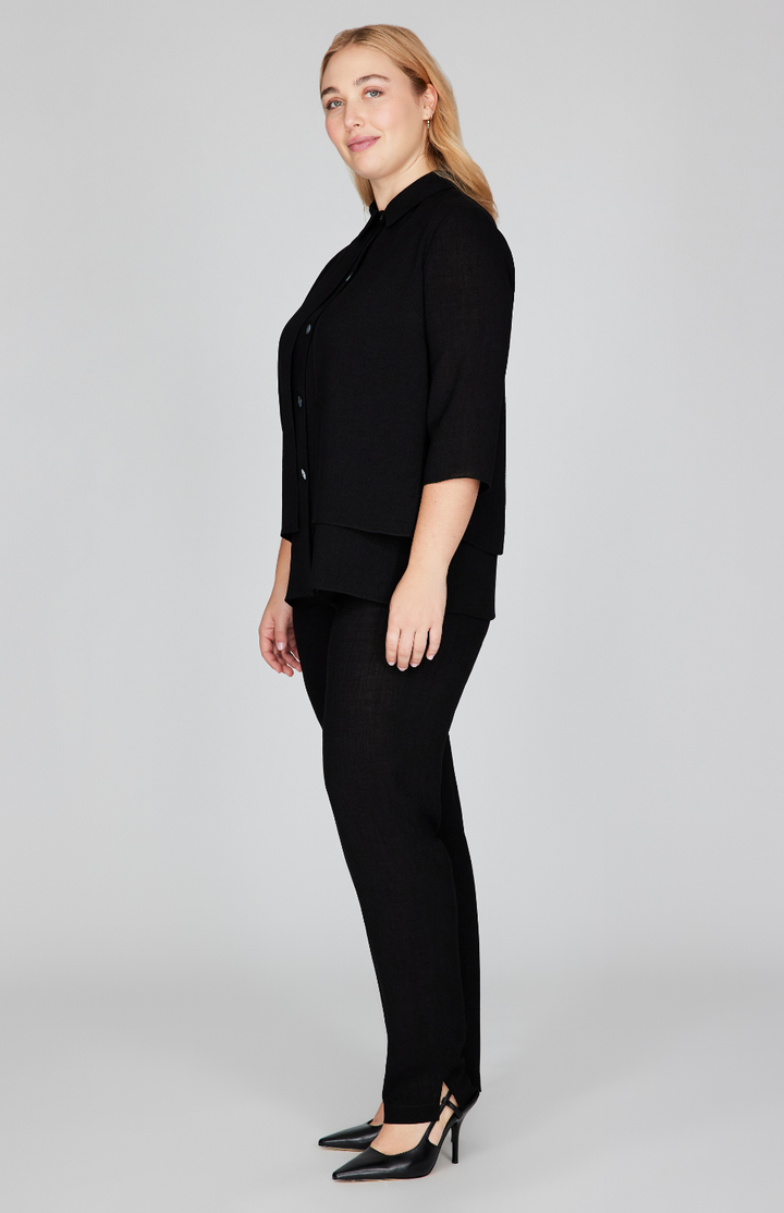 Microlinen Front Overlap Collared Shirt