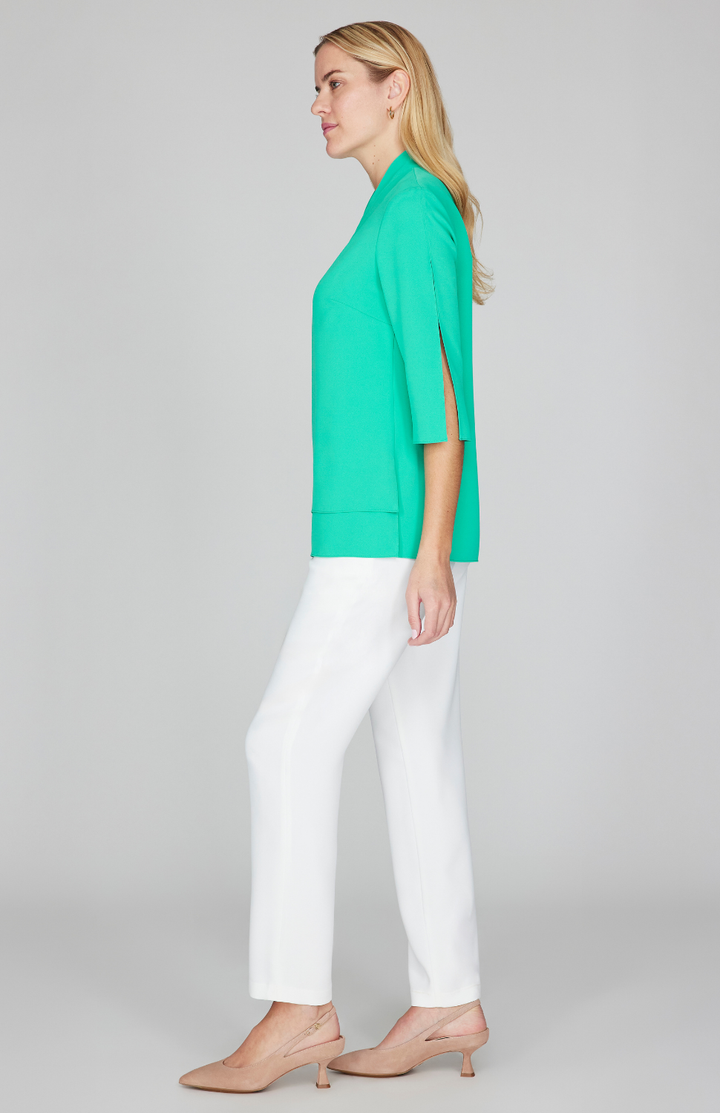 Gabby is 5'10" and wearing Dark Mint in size XS.