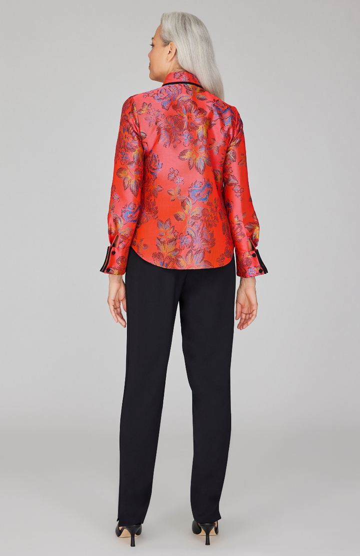 Impressionist Bloom Jacquard Collared Tailored Shirt