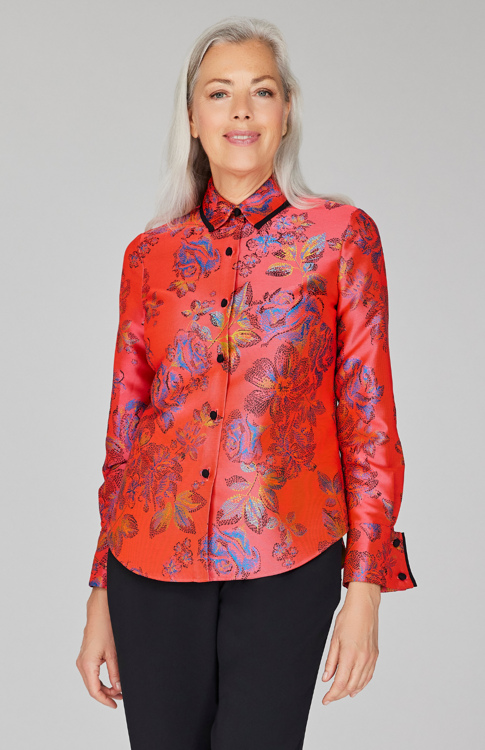 Impressionist Bloom Jacquard Collared Tailored Shirt