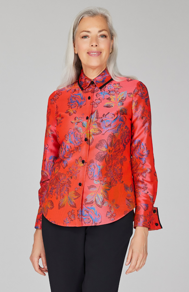 Impressionist Bloom Jacquard Collared Tailored Shirt