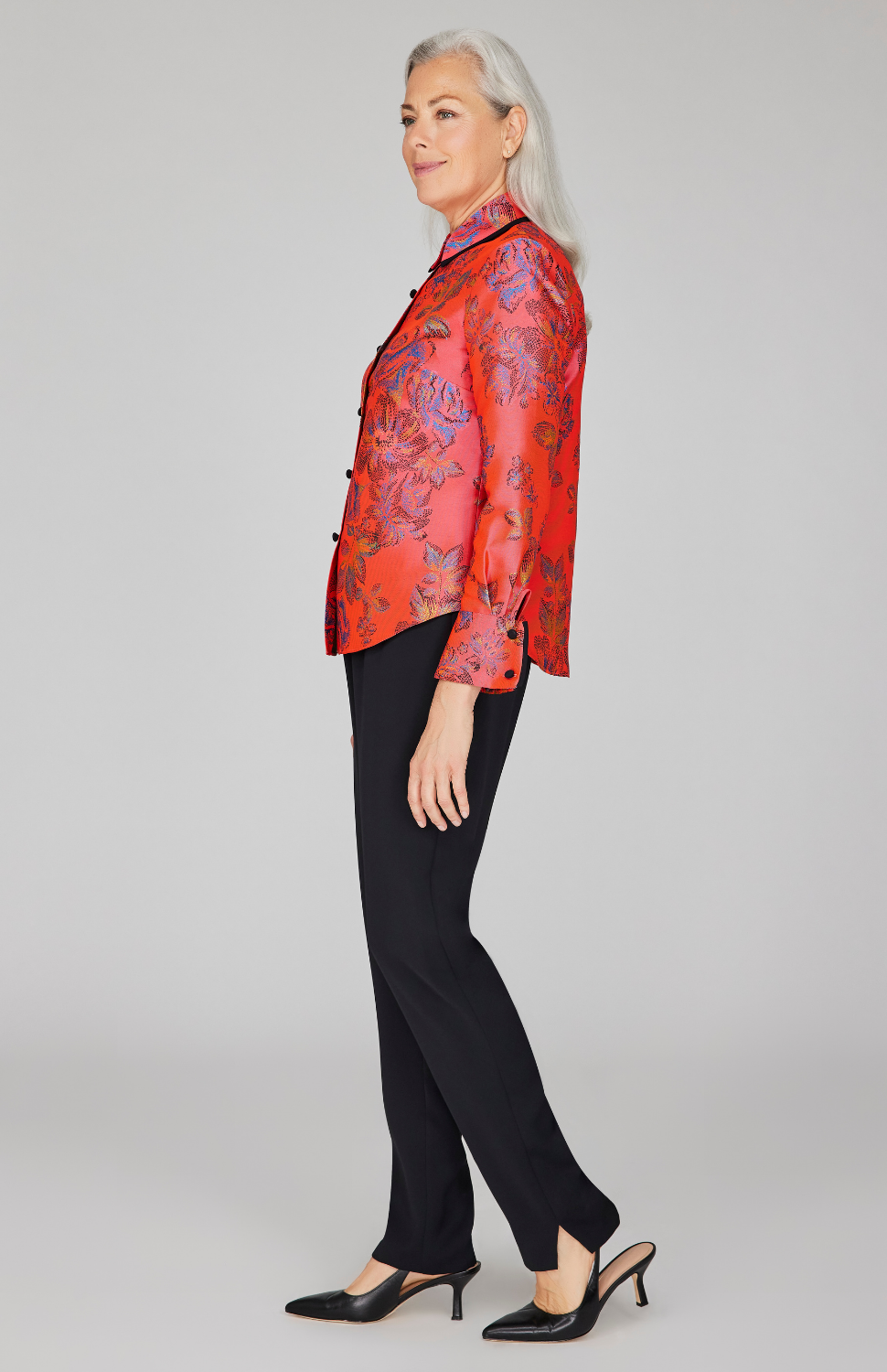 Impressionist Bloom Jacquard Collared Tailored Shirt