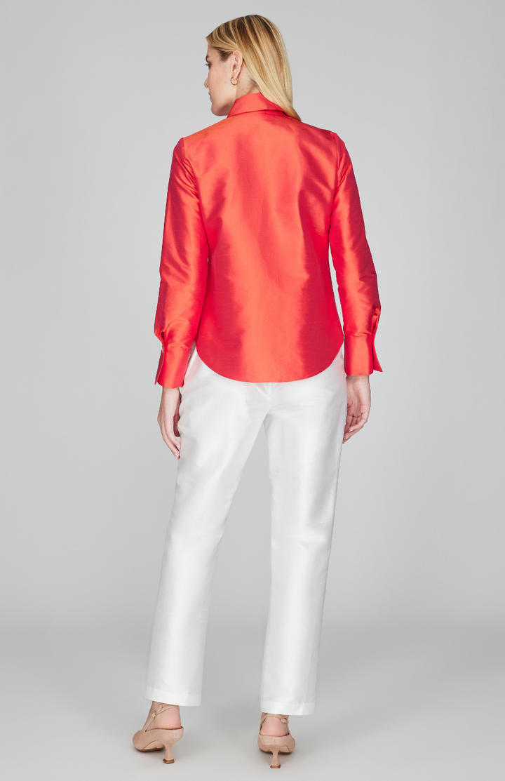 Silk Shantung Collared Tailored Shirt