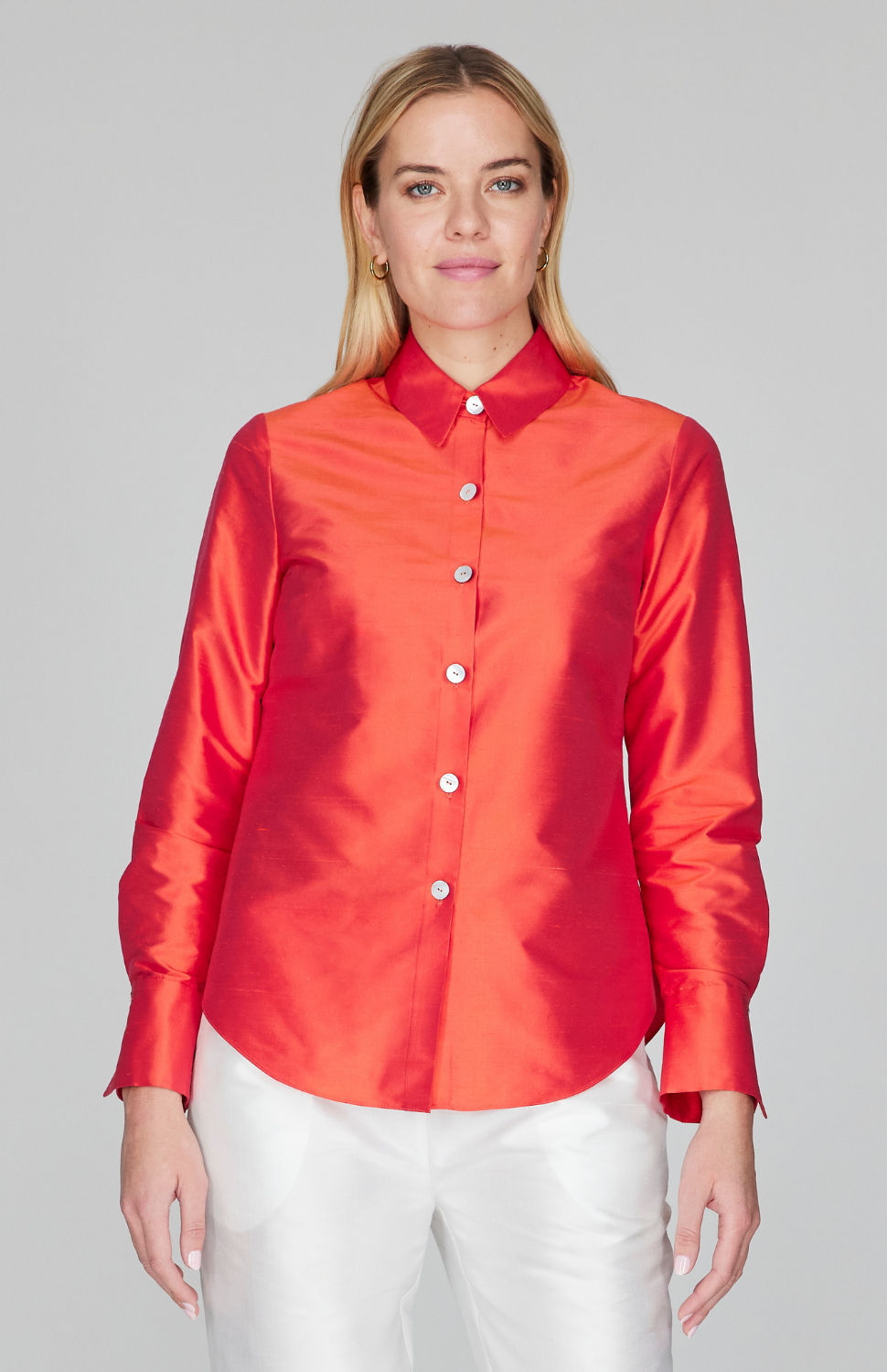 Silk Shantung Collared Tailored Shirt