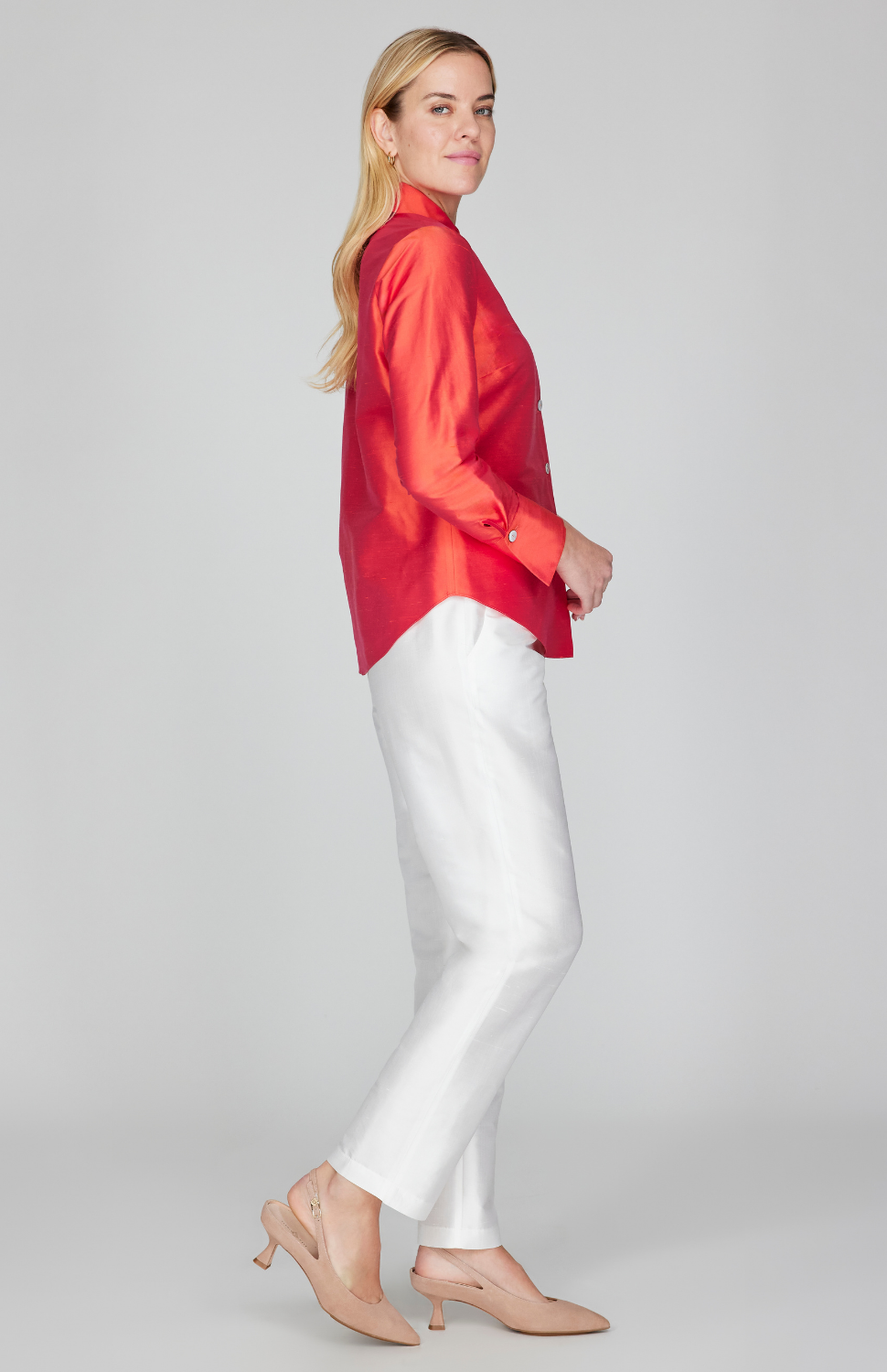 Silk Shantung Collared Tailored Shirt