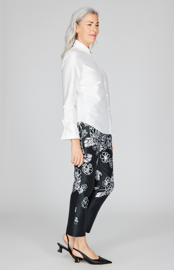 Silk Shantung Collared Tailored Shirt