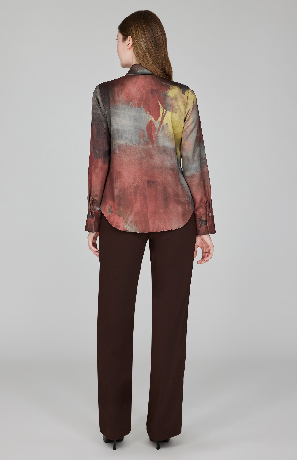 Painterly Color Wash Print Tailored Button Down Shirt