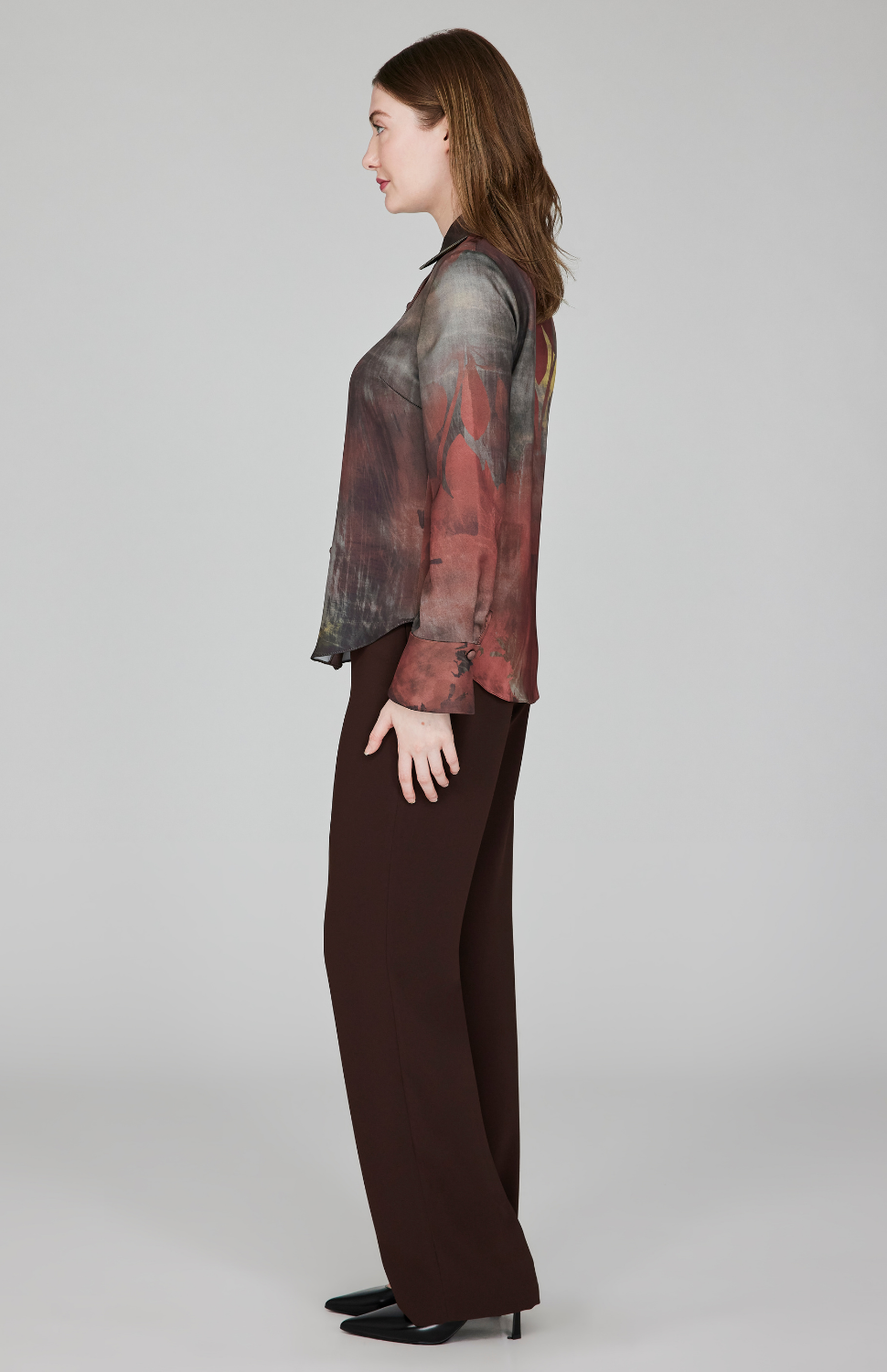 Painterly Color Wash Print Tailored Button Down Shirt