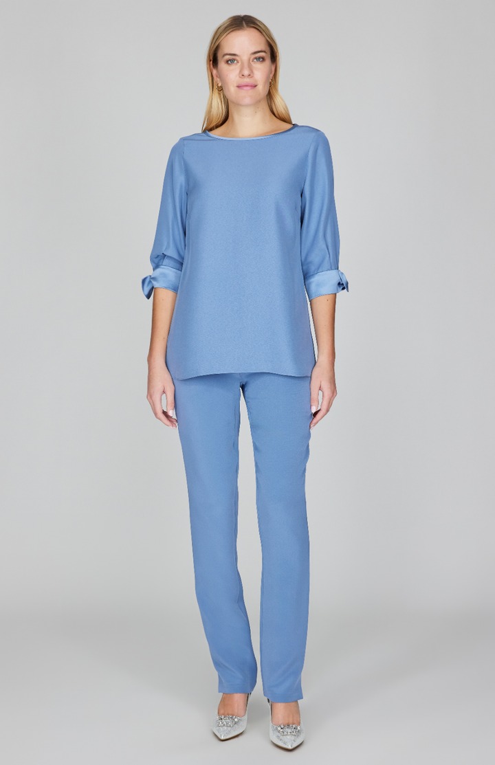 Silk Essential Narrow Leg Pant w/Flat Front, Back Elastic, &amp; Slimmest Fit