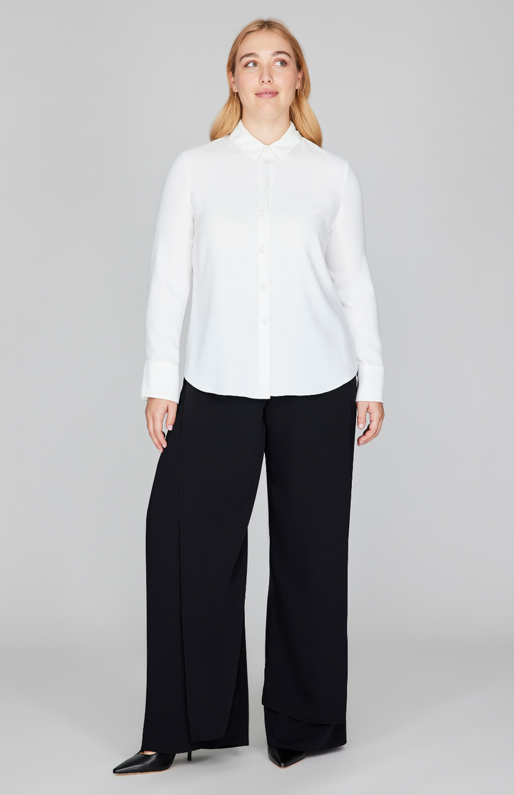 Lustrous Crepe Tailored Button Down Shirt
