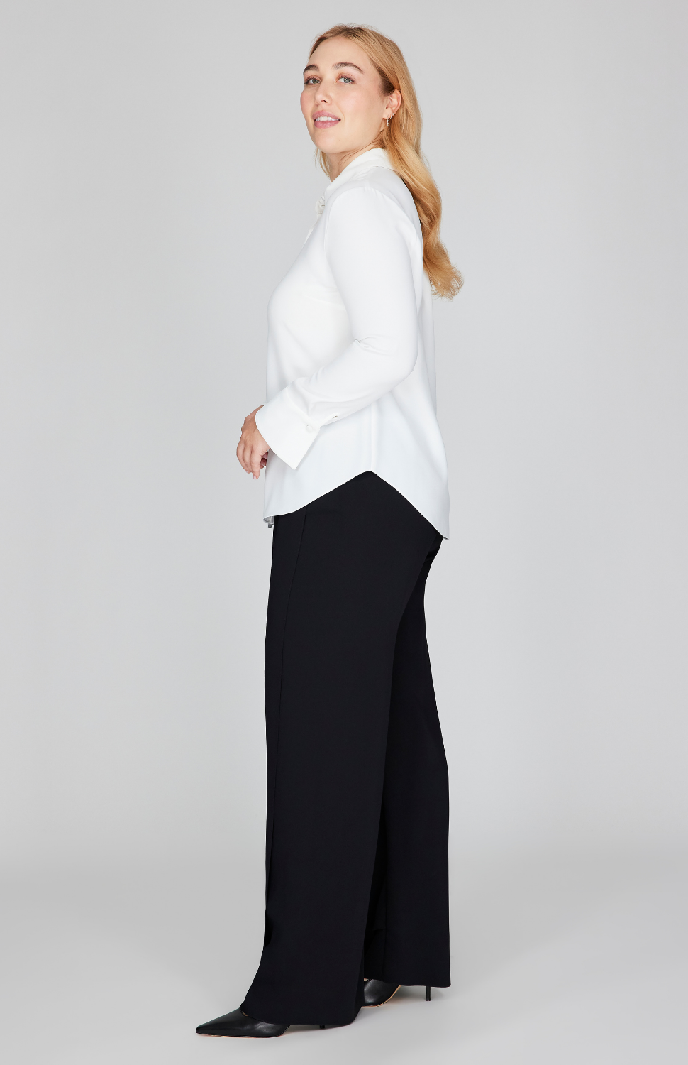 Lustrous Crepe Tailored Button Down Shirt