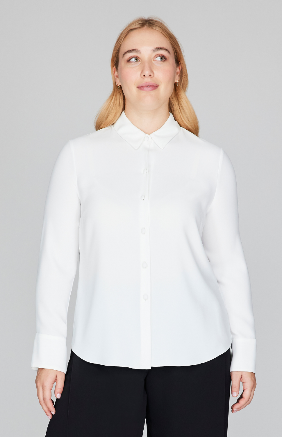 Lustrous Crepe Tailored Button Down Shirt