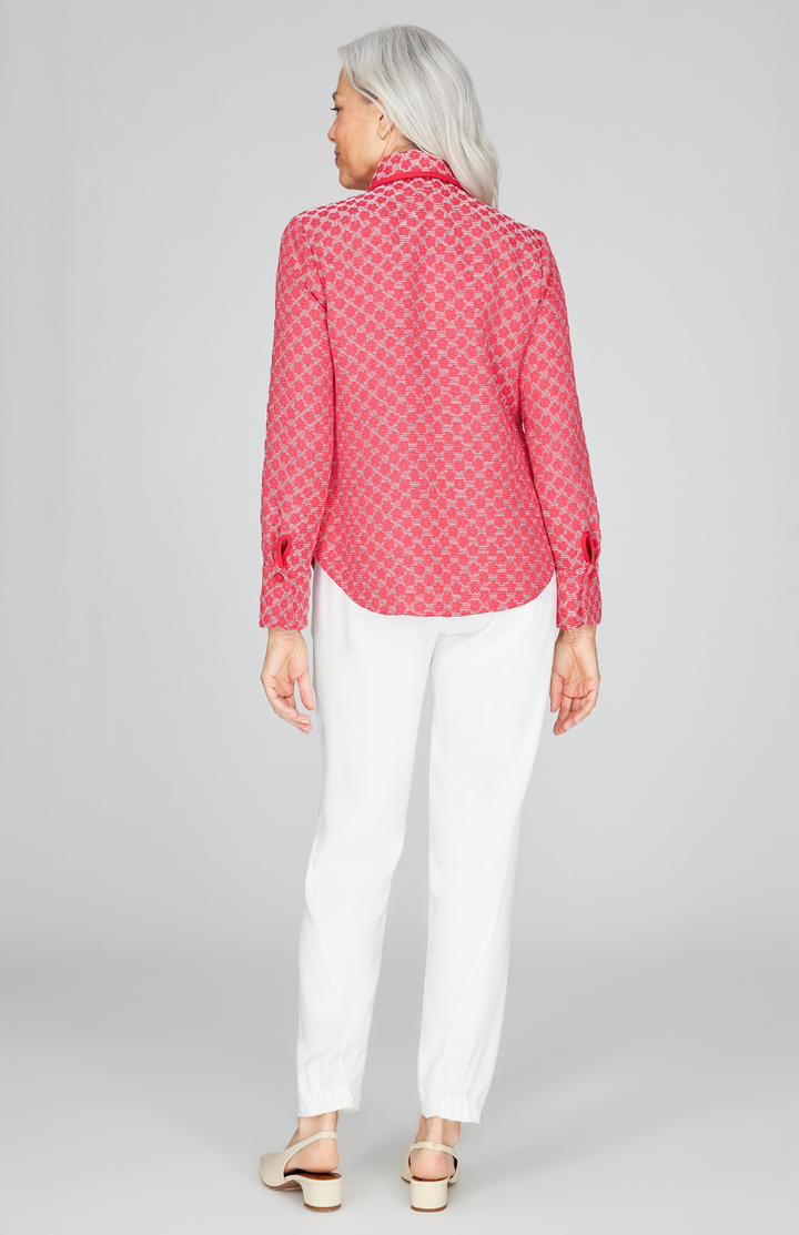 Textured Floral Jacquard Collared Tailored Shirt